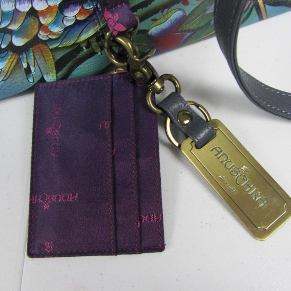 Anuschka Hand Painted Leather  Crossbody Bag Purse - Picture 7 of 15